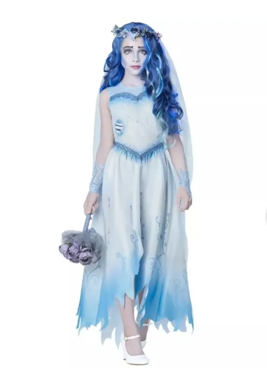 Spirit Kids Corpse Bride Halloween Costume Blue Dress Cosplay Size M